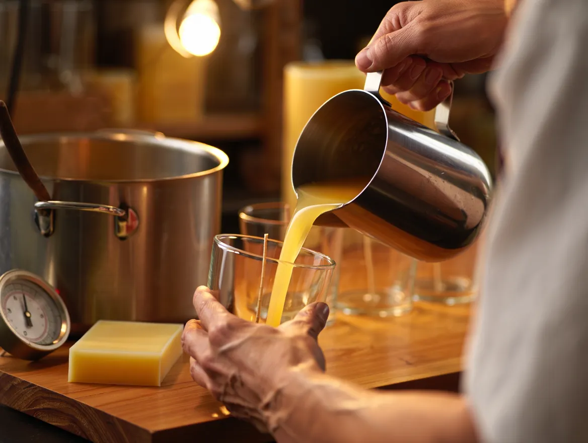 Wax pouring process at workshop