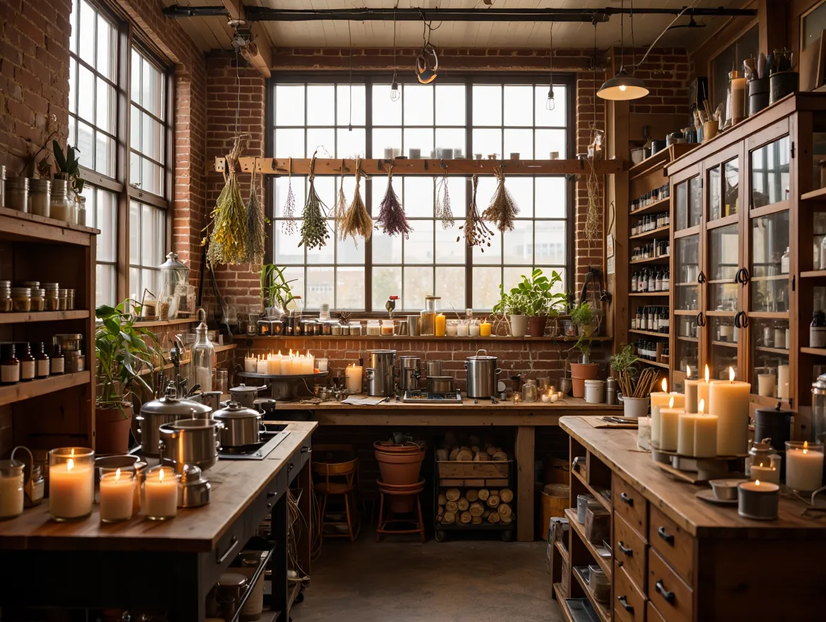 Candle making studio interior